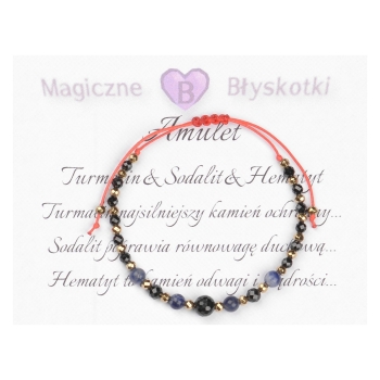 Bransoletka celebrytka czarny TURMALIN SODALIT HEMATYT ochrona i piękno